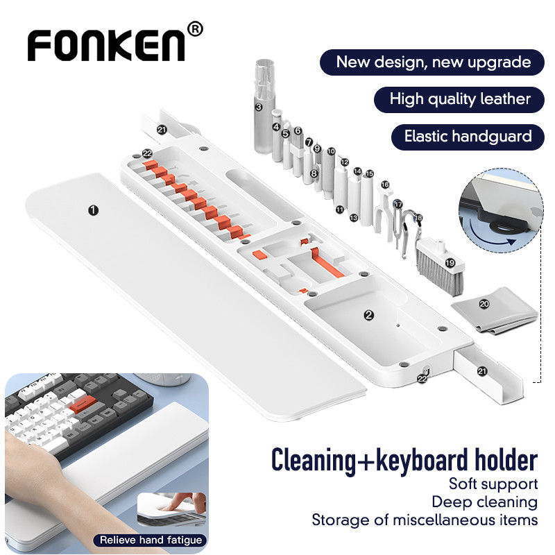 Fonken 22 in 1 Multi-เครื่องมือทําความสะอาดชุดถาดคีย์บอร์ดสําหรับแล็ปท็อปแท็บเล็ตโทรศัพท์คอมพิวเตอร์