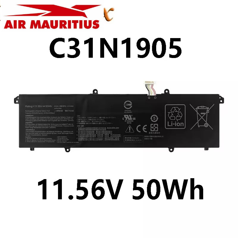 แบตเตอรี่แล็ปท็อป  C31N1905 11.56V 50Wh สำหรับ ASUS VivoBook S15 M533IA S533EA S533EQ S533FA 3ICP5/7
