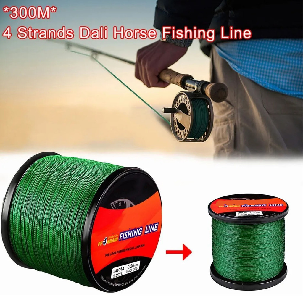 ฤดูใบไม้ผลิ-PE สายตกปลาถัก 300 ม. 30 ปอนด์ สีเขียวสำหรับน้ำจืดและน้ำเค็ม