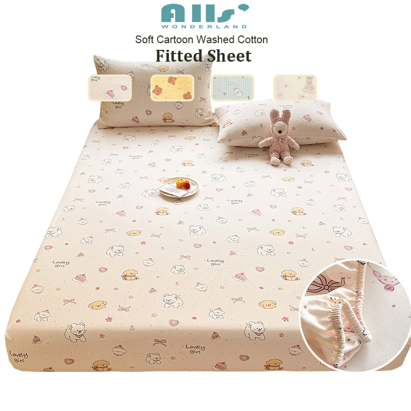 ผ้าปูที่นอน ผ้าปู bedsheet ผ้าปูรัดมุม 500เส้นด้าย 10 นิ้ว พิมพ์ลาย ดอกไม้ หมาจ๋า กระต่าย single 3ฟุต 5ฟุต 6ฟุต 3.5ฟุต 6.5ฟุต