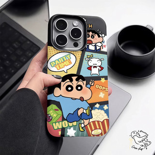 COD-ในไทย💥ป๊อปคอร์น ชินจัง สําหรับ iPhone7 8 X 11 12 13 14 15 16 Pro Max TPU เคสโทรศัพท์พื้นผิวลิ้นจี่ กันกระแทก Unisex
