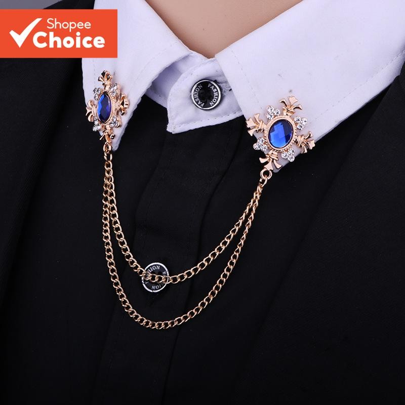 เข็มกลัดหรูหรา - Rhinestone Fringe Cross Pin, เครื่องประดับโซ่คอปกสําหรับเสื้อและเสื้อคลุม