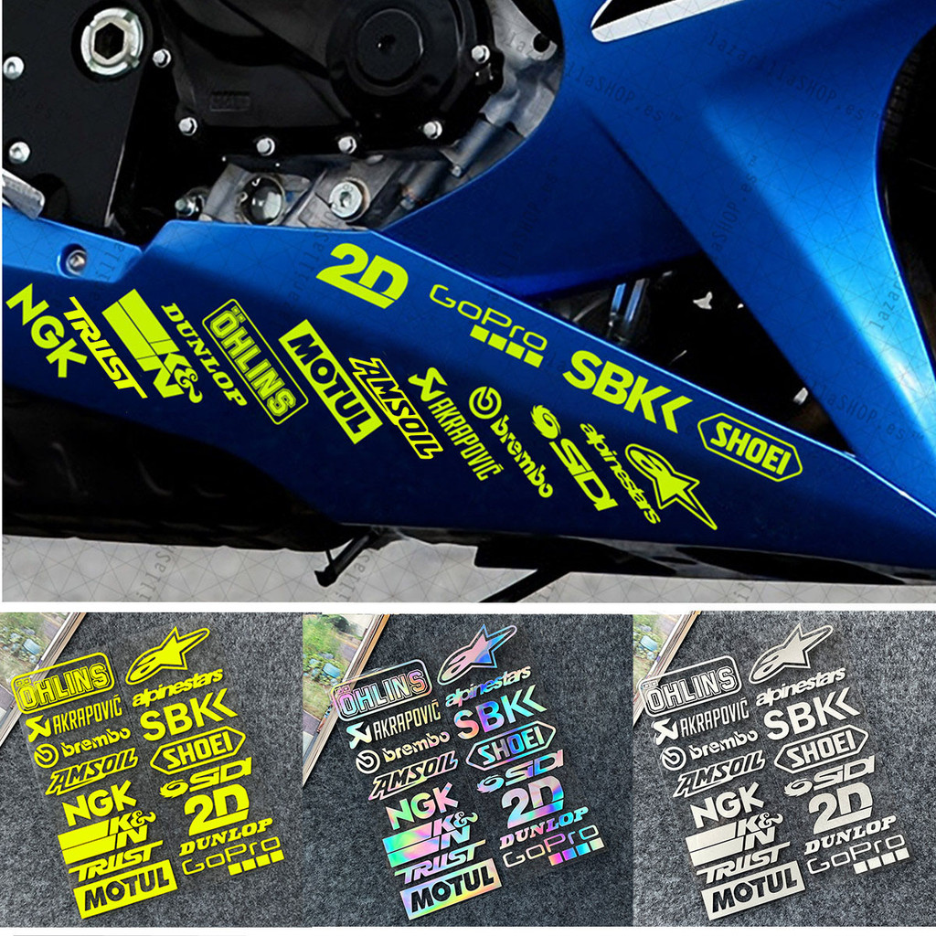 2 ชิ้นรถจักรยานยนต์สติกเกอร์สะท้อนแสง MOTOGP SBK 2D Sponsor Series สติกเกอร์ชุดดัดแปลงสติกเกอร์จักรยาน