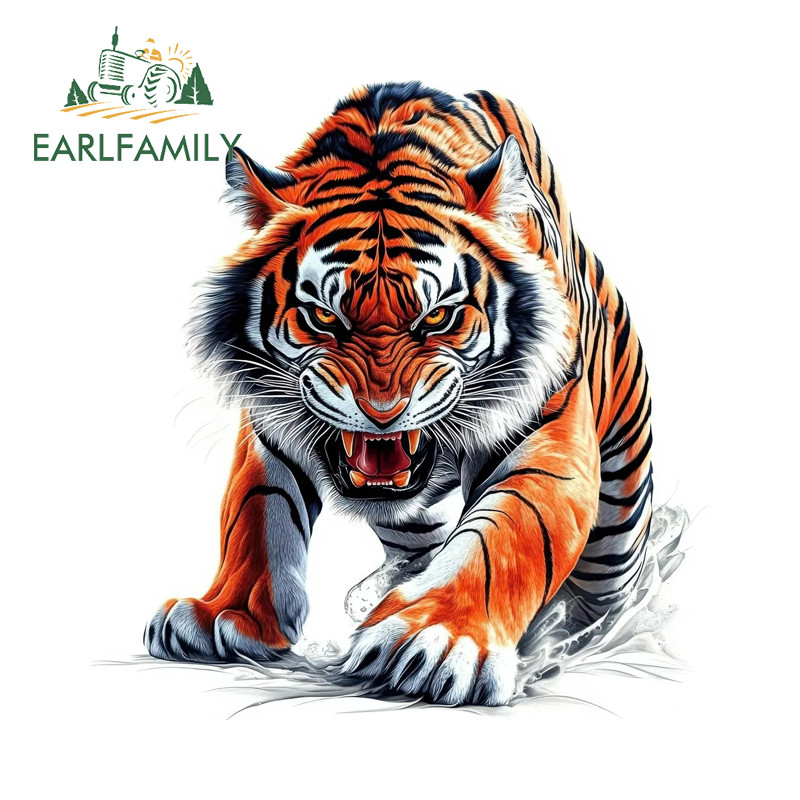 EARLFAMILY Tiger Bully สติกเกอร์รถบุคลิกภาพกันน้ํารถจักรยานยนต์กระจกกระเป๋าเดินทางแล็ปท็อปไวนิล Decals Occlusion Scratch ประตูรถ Protector