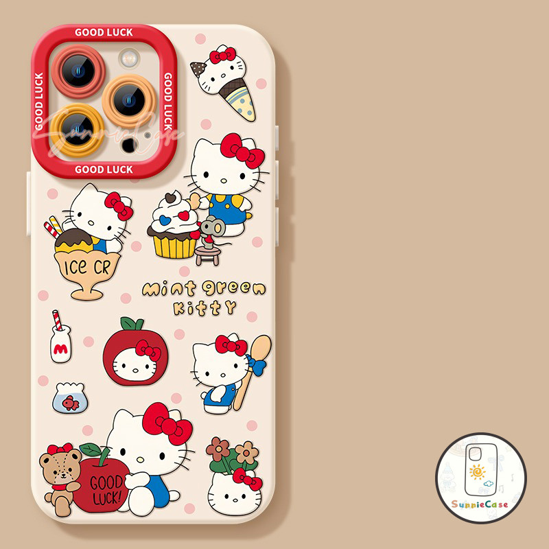 Kitty เคสไอโฟน13 สำหรับ IPhone 16 15 13 11 12 14 Pro Max XR XS X 8Plus 7Plus Max 15 8 7 Plus SE เรียบง่าย เปลือกนิ่ม
