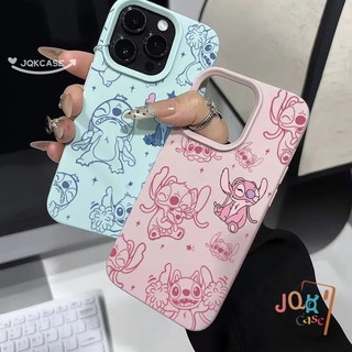 การ์ตูน Stitch  คู่ สำหรับ IPhone 11 12 15 16 13 14 Pro Max XR XS X 7Plus 8Plus Max 16 7 8 15 Plus SE เคสโทรศัพท์สีชมพู