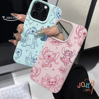การ์ตูน Stitch คู่ สำหรับ IPhone 11 12 15 16 13 14 Pro Max XR XS X 7Plus 8Plus Max 16 7 8 15 Plus SE เคสโทรศัพท์สีชมพู