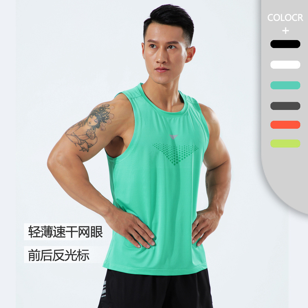 Summer Sports Running Fitness Top plus Size Stretch Breathable Quick-Dry Vest Men D8VK