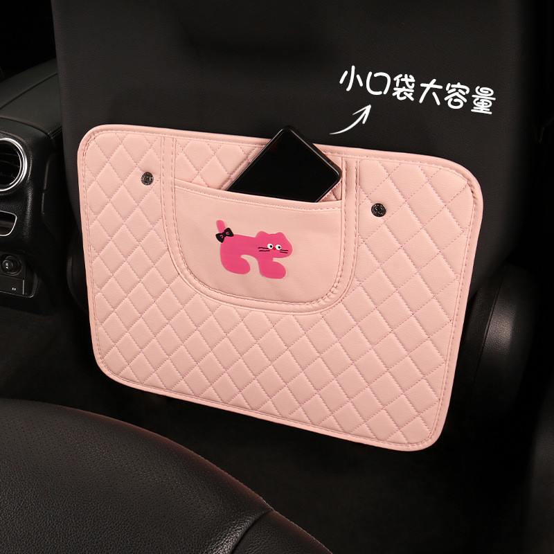 Cartoon Cute Rhombus Car Seat Back Anti-Kick Cushion Car Seat Back Anti-Fouling Pad Decoration 0I1V