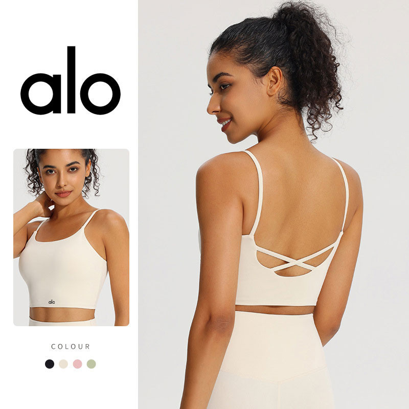 Alo Yoga สปอร์тบราสายบางหลังเชือกแขวนคอกันกระแทกสำหรับโยคะแห้งเร็w
