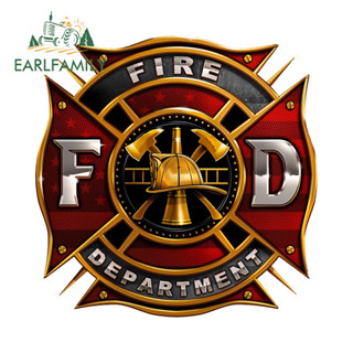 EARLFAMILY นักผจญเพลิงโลโก้รถสติกเกอร์สร้างสรรค์กระจกรถจักรย…