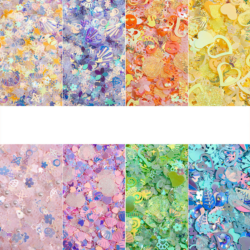 เลื่อมกลิตเตอร์รูปทรงผสมสําหรับงานฝีมือ DIY เครื่องประดับเสื้อผ้าตกแต่งเล็บตกแต่งบ้าน