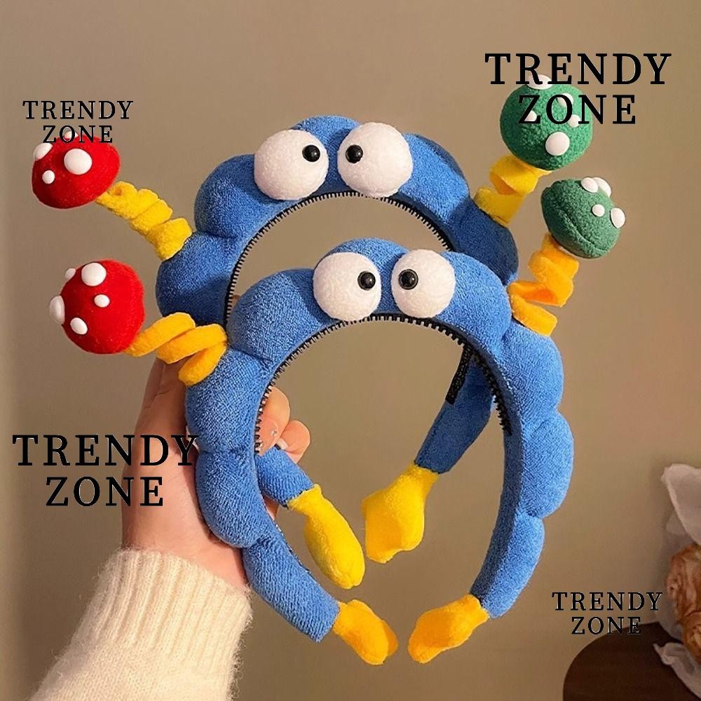 TRENDYZONE 1 ชิ้น ผม Hoop การ์ตูนตลก Twisted ฟองน้ำแถบคาดศีรษะ ทนทาน Big Eye เห็ด Plush Hairband ผู้หญิงสาว