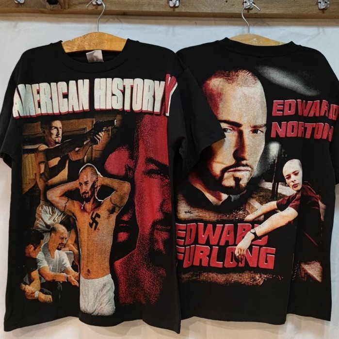 Vintage 90s History X Movie Edward Norton Tshirt / Baju Microfiber Jersi / Tshirt Jersey