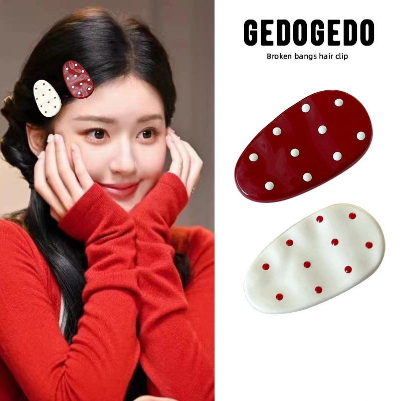 Polka Dot กิ๊บติดผม Elegant Duckbill Bangs สำหรับผู้หญิงและสาว พร้อมHairpin น่ารัก อุปกรณ์เสริม Headdress (ชุด 2/4 ชิ้น)