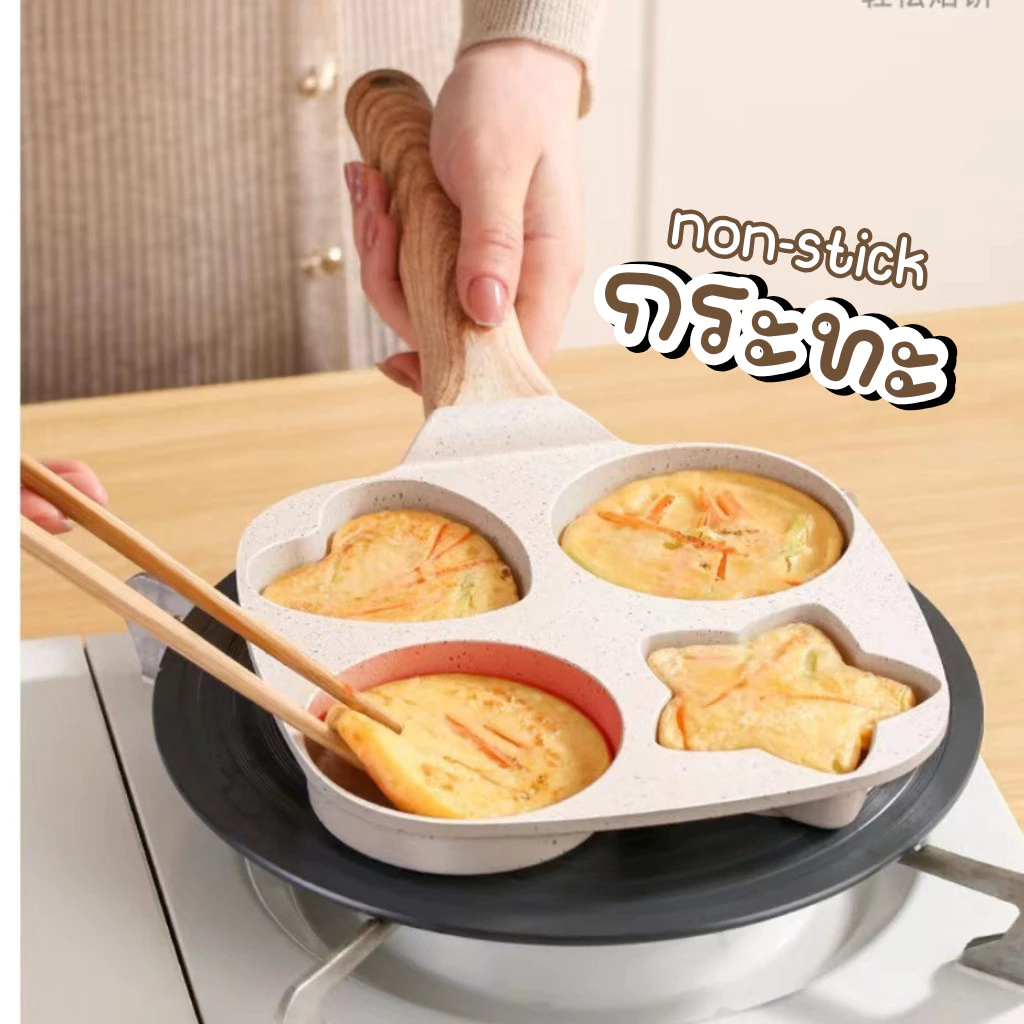 กระทะ4หลุม กระทะทอดไข่ แพนเค้ก Z0167 กระทะรูปดาว หัวใจ สงกลม กะทะ ของใชในครัว แต่งบ้านมินิมอล