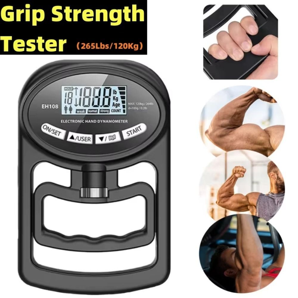 Grip Strength Tester ดิจิตอลLCD, วัดถึง265ปอนด์/120กก., เครื่องวัดความแรงมือสำหรับการฝึกซ้อมและกีฬา - รูปที่ 7