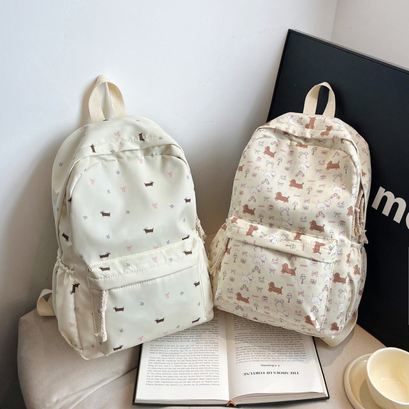 Tiny World❤️เด็กโตน่ารักสีฟ้าดอกไม้หมวกปั๊กกระเป๋าเป้สะพายหลังแฟชั่นกระเป๋านักเรียนความจุสูง