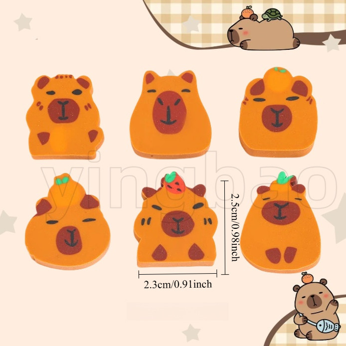 50 ชิ้น Capybara ยางลบสร้างสรรค์น่ารักยางลบอุปกรณ์สํานักงานนักเรียนเครื่องเขียนของขวัญ - รูปที่ 5
