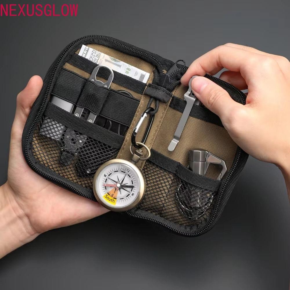 NEXUSGLOW EDC เครื่องมือเก็บกระเป๋า,บัตรเครดิตกระเป๋าสตางค์ Sundries กระเป๋า EDC กระเป๋าเครื่องมือขน