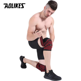 AOLIKES สายรัดกล้ามเนื้อน่องและเข่า ขนาด 180*8 ซม. พันได้ยืดหยุ่น สินค้าสำหรับการฝึกฝนฟิตเนส เช่น การยกน้ำหนักและการทำสควอท