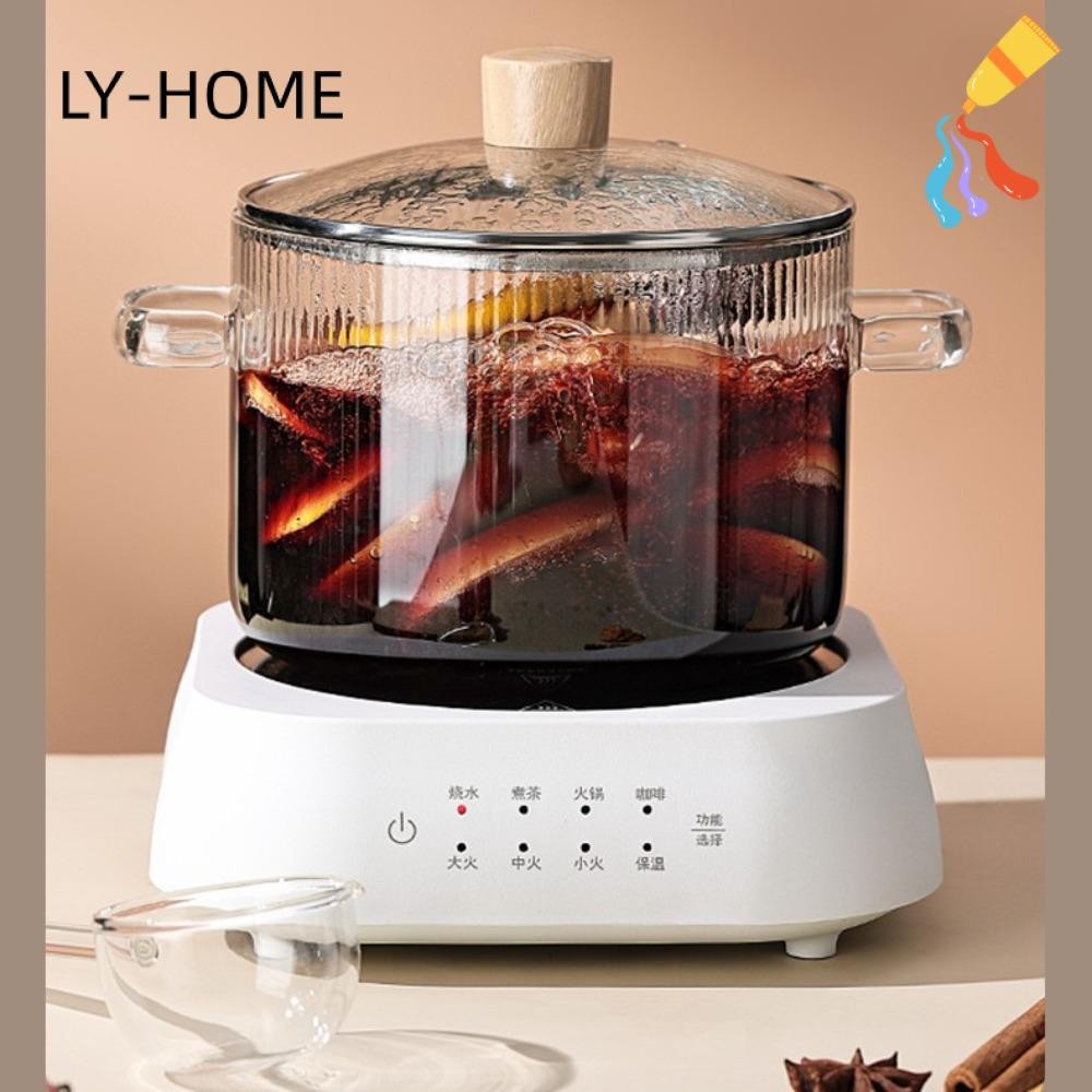 LY หม้อปรุงอาหาร, ทนความร้อน 1.6L หม้อซอสแก้วในครัวเรือน, ข้นหูคู่ชามก๋วยเตี๋ยวเตาแม่เหล็กไฟฟ้าแก๊ส