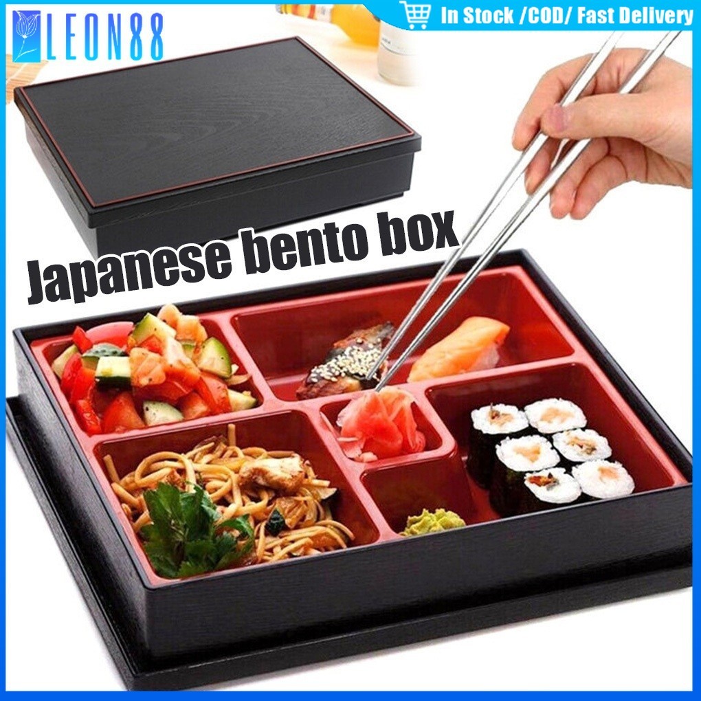 ของมาใหม่！กล่องข้าวเบนโตะญี่ปุ่น 5ช่อง ตลับข้าวBento กล่องแดง พร้อมฝา สองขนาด แบบABS