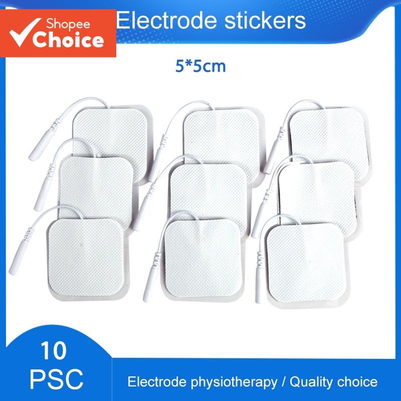 3 สีแผ่นอิเล็กโทรด 5x5 ซม.ผ้าไม่ทอประเภทเข็มพร้อมหางสําหรับเครื่องนวดบําบัด TENS