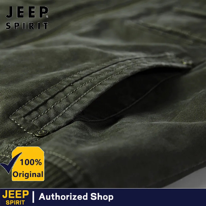 รถจี๊ป วิญญาณ เสื้อแจ็คเก็ตผู้ชายคอตั้งผ้าฝ้ายแท้มีกระเป๋าหลายช่อง - รูปที่ 6