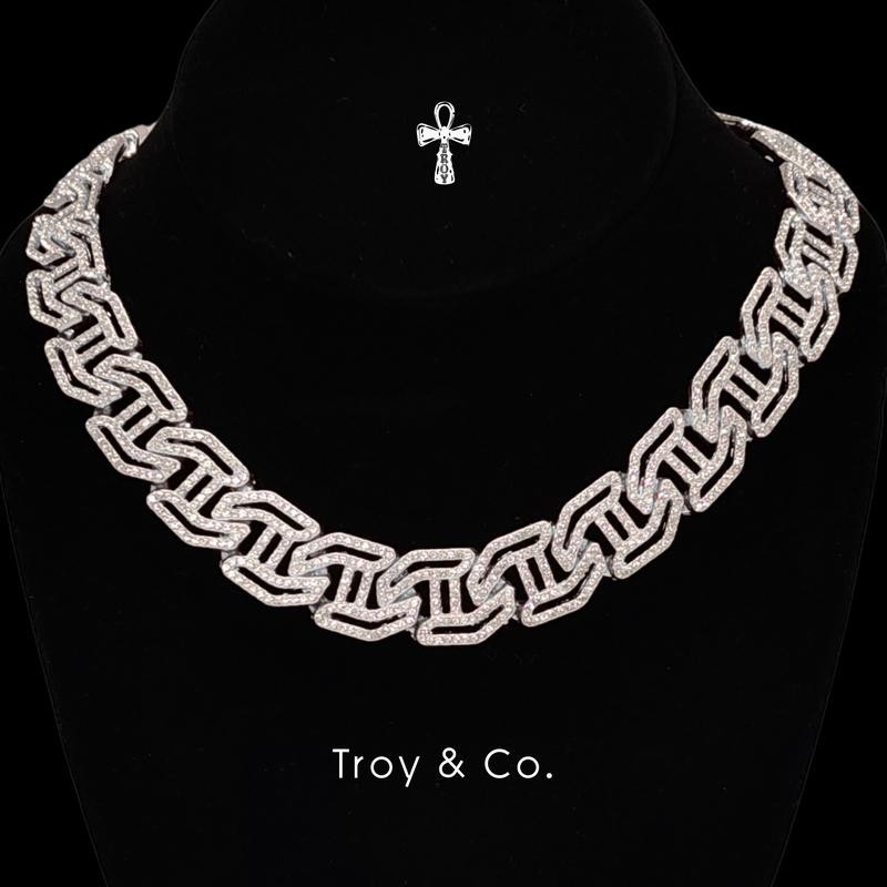 Geometric Iced Chain เพชร CZ  ดีไซน์โซ่เหลี่ยมแนวสตรีท สร้อยคอคิวบันไม่ซ้ำใคร  TDN022 Troy & Co.