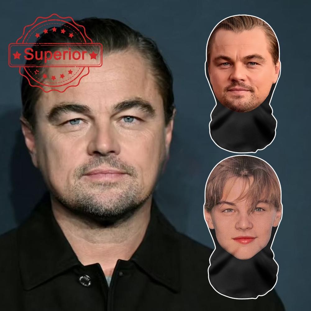 ใหม่ Leonardo 3d Seamless Celebrity Mesh Face Mask Leo Mask Magic Headwear Face Head คอสเพลย์ J4j0
