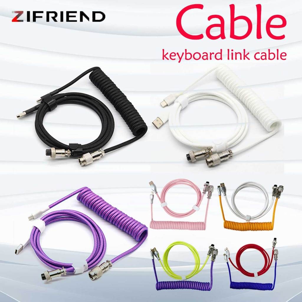 ZIFRIEND Mechanical Keyboard Aviation Connector PU/Braided Coiling Type-C USB Spring Cable