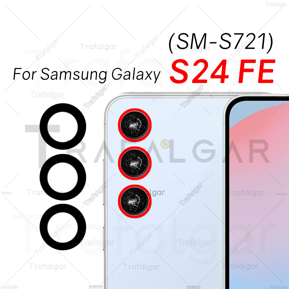 เลนส์กล้องด้านหลังด้านหลังสําหรับ SAMSUNG GALAXY S24 FE 5G SM-S721 ฝาครอบกล้องเปลี่ยนสติกเกอร์กาว