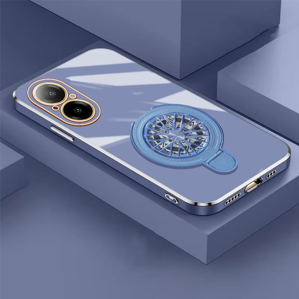 Softcase Realme C67 C65 GT 6 6T ขาตั้งแหวนแม่เหล็กชุบGlossy Spinner