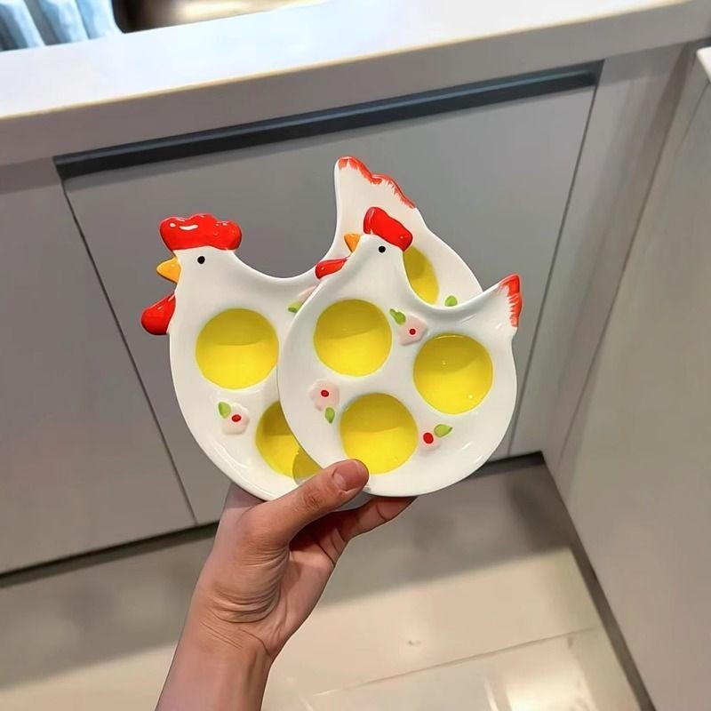 [100 จัดส่งใหม่ถึงบ้าน] ถาดไข่ไก่ใหญ่ จานเก็บไข่เซรามิก จานแบ่งไข่