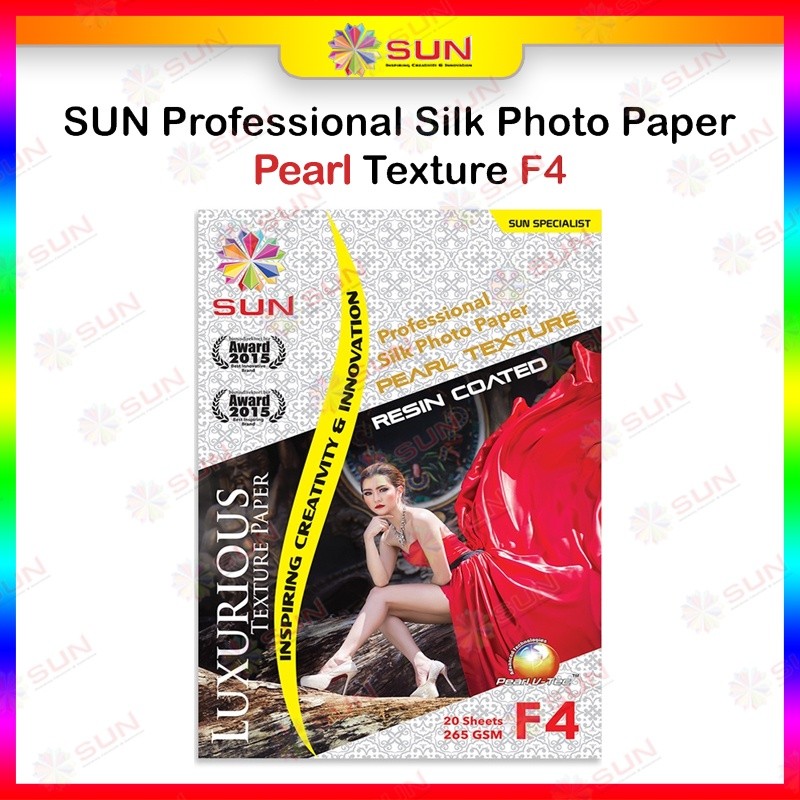 กระดาษภาพถ่าย Matte Silky Texture F4 Orange Peel - SUN Professional Silky Photo Paper 265 F4, Pearl,