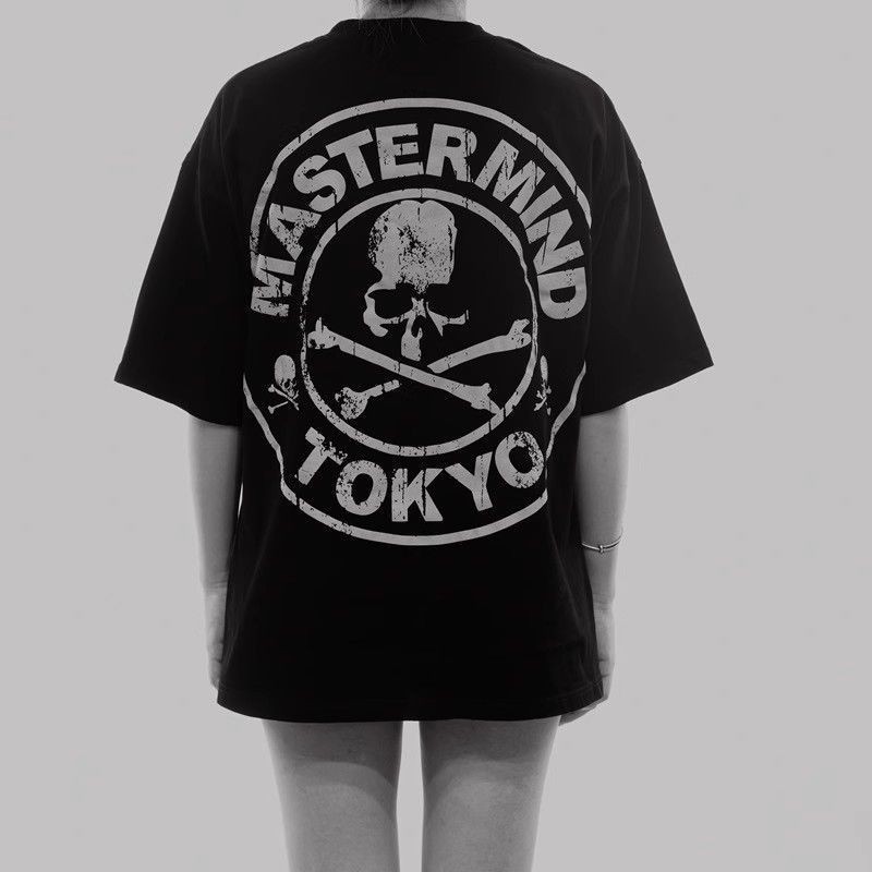 Mastermind สินค้าใหม่ Street Wear mmj Skull Crack ผู้ชายผู้หญิงสไตล์เดียวกันผ้าฝ้ายแท้ os เสื้อยืดแขนสั้นหลวม