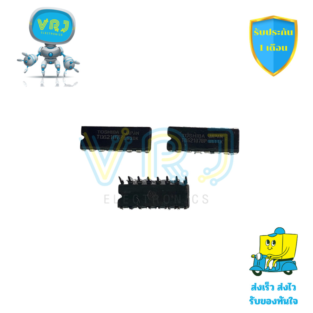 ชิปไดรเวอร์แรงดัน TD62107P 16 ขา DIP รุ่นของแท้ เหมาะสำหรับงานขับโหลดและควบคุมมอเตอร์