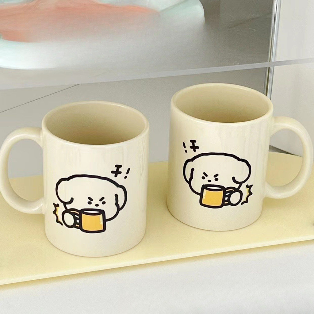 CUTE BEIGE DOG-SHAPED PORCELAIN MUG