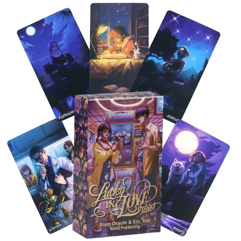 Lucky In Love Tarot Deck 78 ชิ้นการ์ตูนไพ่ทาโรต์ 10.3*6 ซม.ตามไรเดอร์บริกรระบบอะนิเมะธีม