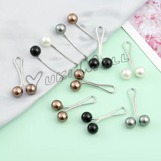 Yuki 8Pcs คลิปหนีบเอวกางเกง แขนเสื้อ ปรับขากางเกง ปรับความยาว หัวหมุดประดับมุกเทียม Fashion Pins