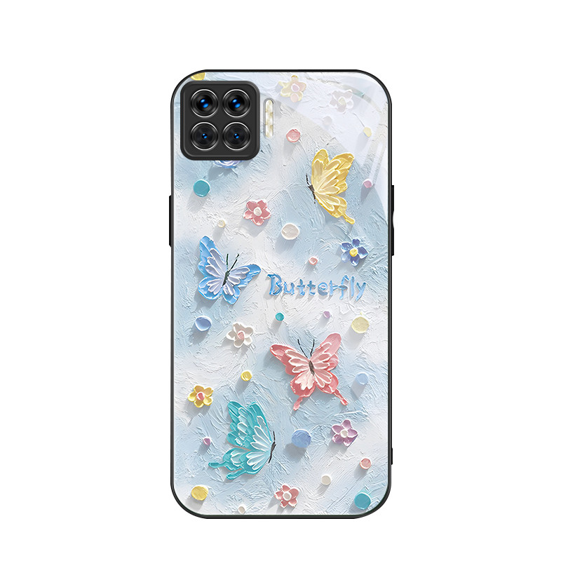 สําหรับ Oppo A93 4G& Oppo F17 Pro , ภาพสีน้ํามันผีเสื้อ, บุคลิกภาพอินเทรนด์, เคสป้องกันโทรศัพท์ป้องกันการตก