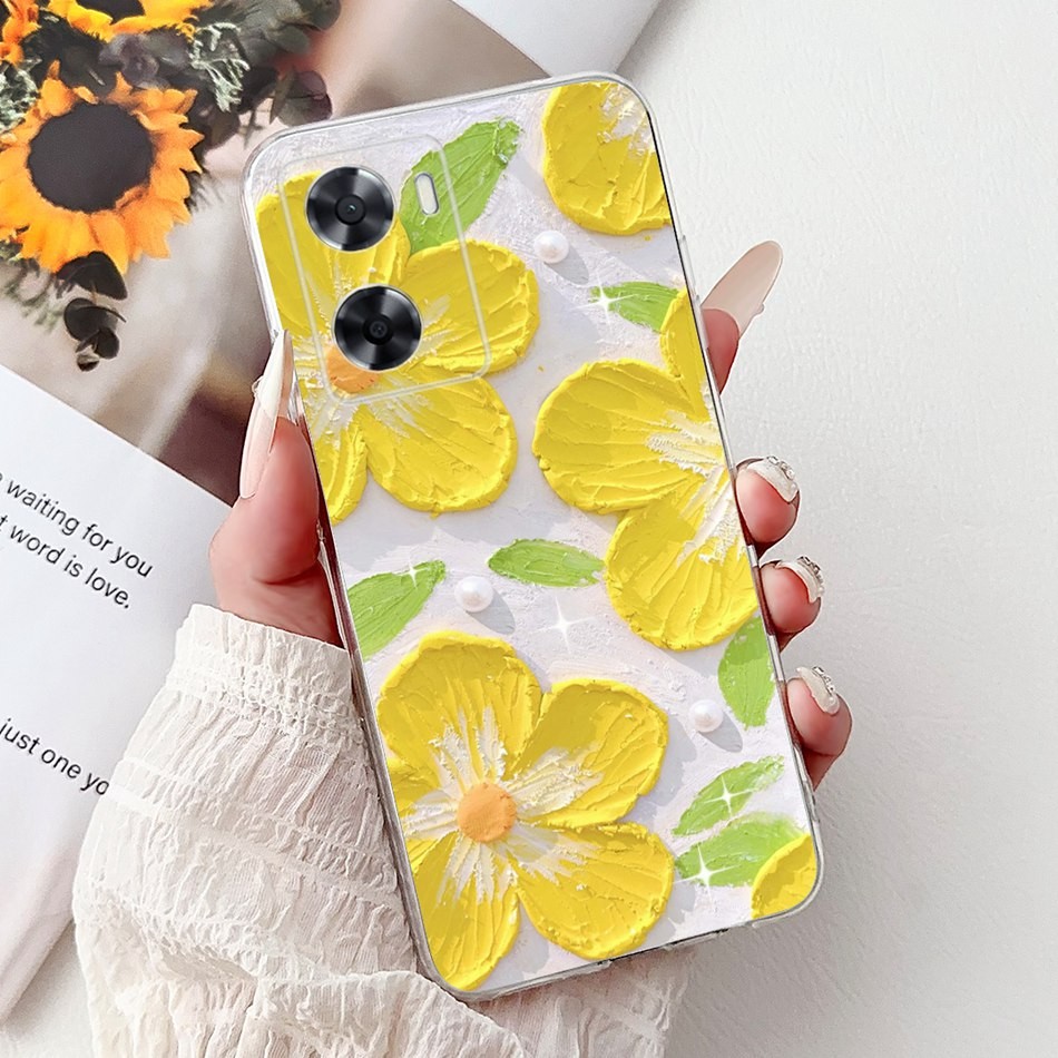 สําหรับ OPPO A57 4G 2022 A57e A57s A77 A77s CPH2387 กรณีดอกไม้แมวภาพวาดซิลิโคนอ่อนนุ่ม TPU เคสโทรศัพท์ - รูปที่ 6