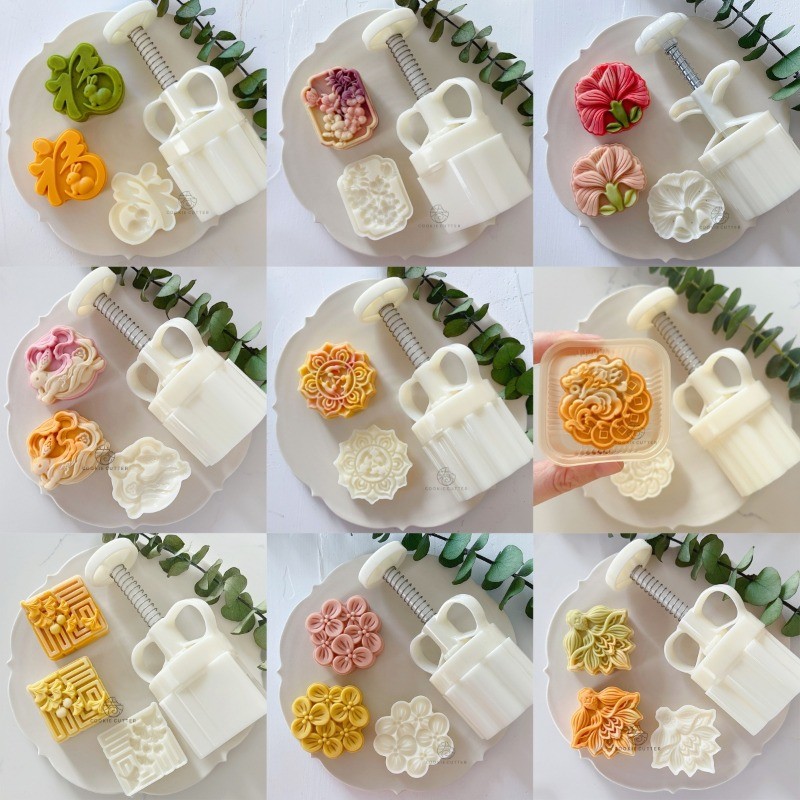 75g ทรงกลม Mooncake กดแม่พิมพ์ Lily ดอกไม้รูปแบบเทศกาลกลางฤดูใบไม้ร่วงคุกกี้แสตมป์นวนิยายจีน MungBea