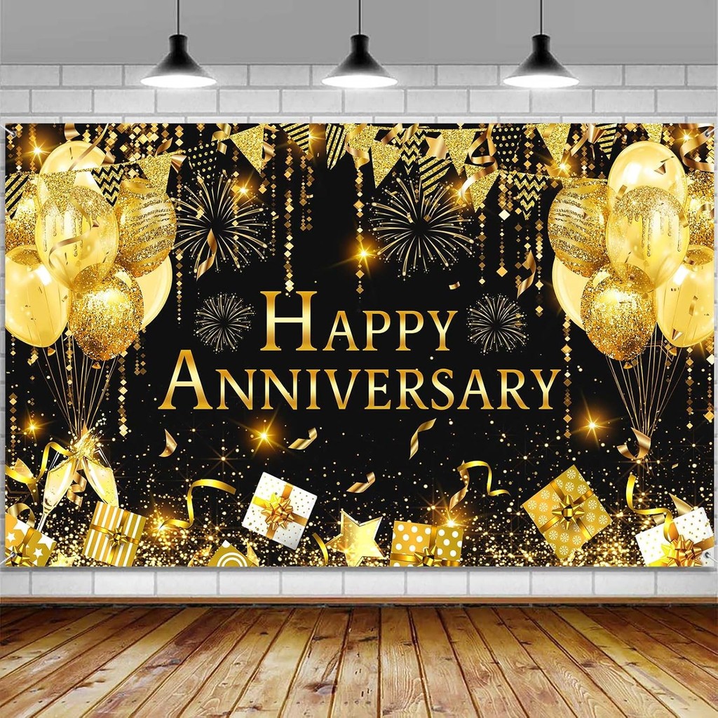 Happy Anniversary แบนเนอร์ฉากหลัง, 10th 30th 50th 70th 100th One Year Anniversary Banner Party Decor