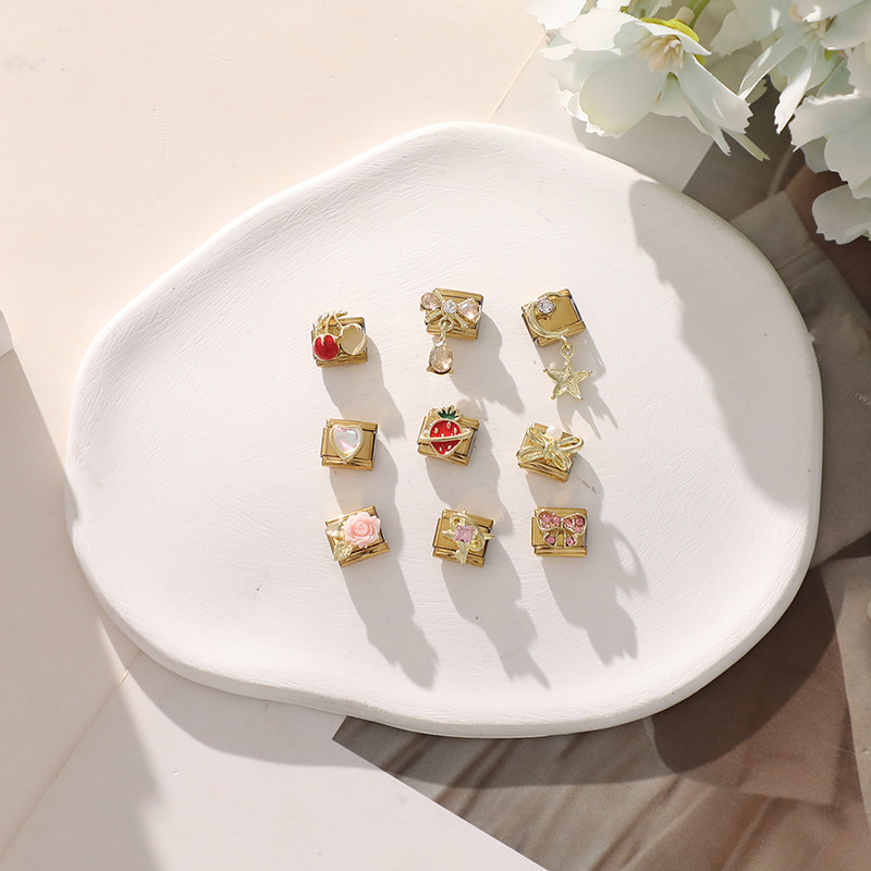 สร้อยข้อมือเสน่ห์อิตาลี 9 มิลลิเมตร แพทช์ด้านล่าง ลิงค์พอดี ทําเอง ผีเสื้อและดอกไม้ อุปกรณ์ย้อนยุคโมดูล - รูปที่ 4