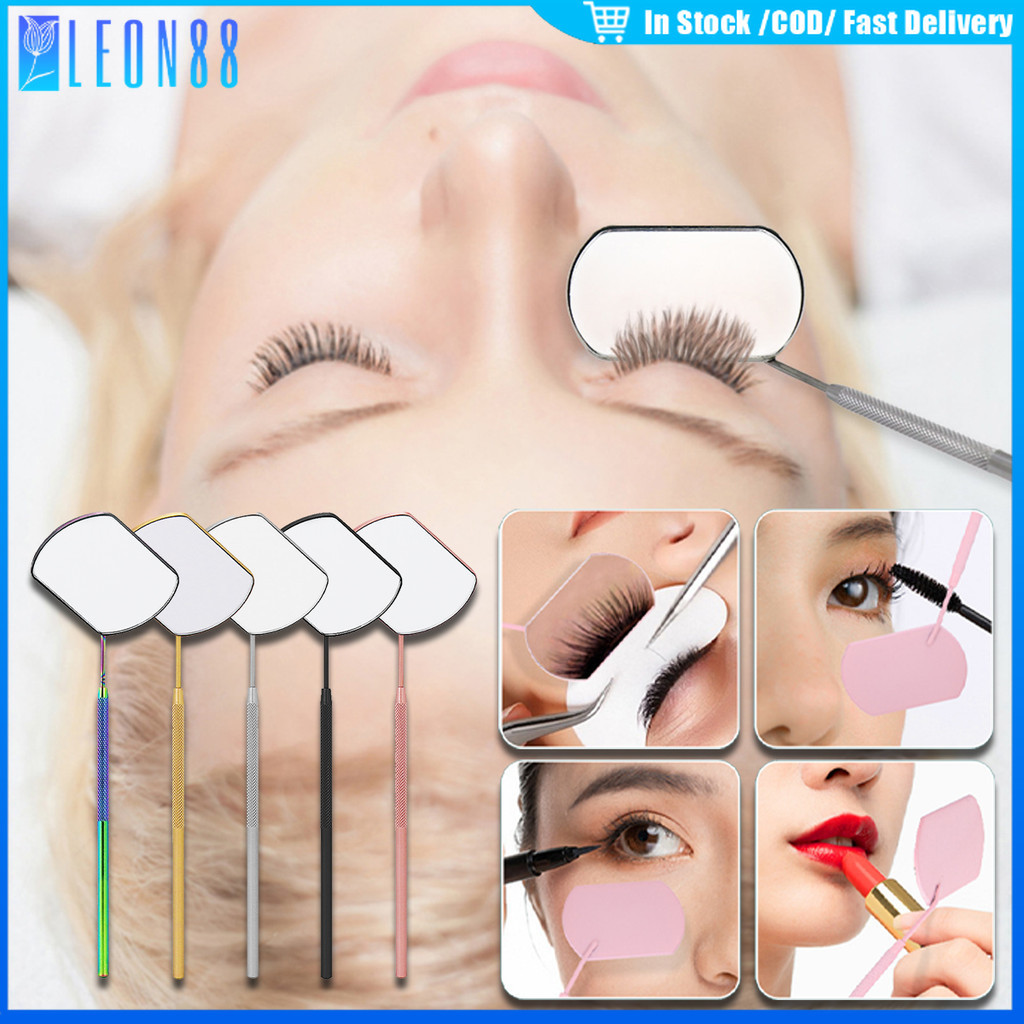 ของมาใหม่！กระจกตรวจสอบการต่อขนตา สแตนเลส ถือในมือ พกพาสะดวก สำหรับนักต่อขนตามืออาชีพและร้านเสริมสวย