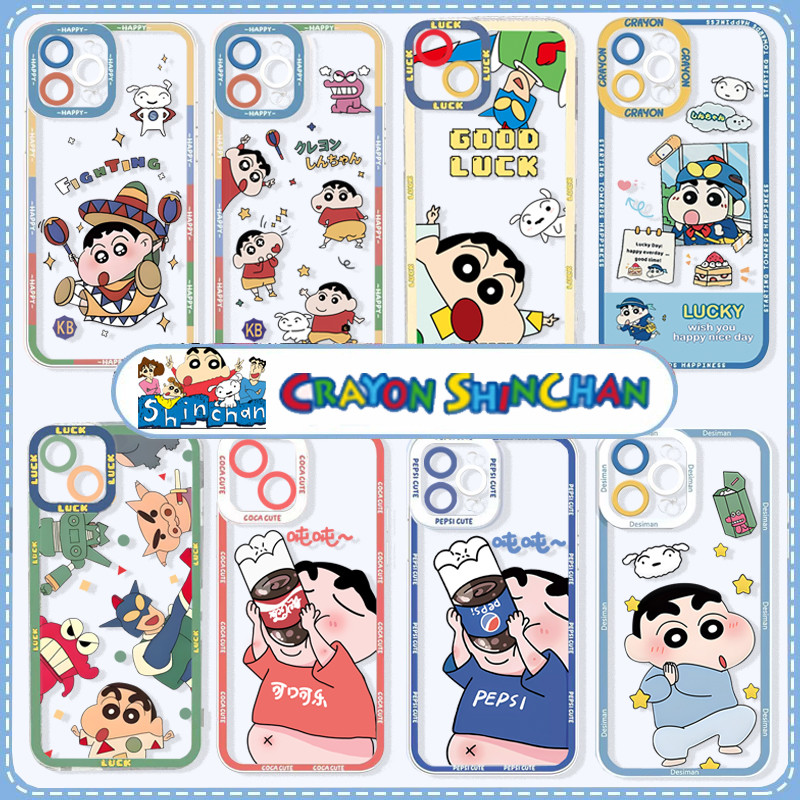 SAMSUNG สําหรับSamsung Galaxy Note 20 Ultra S10 10 Plus Lite A56 A36 A26 A55 A35 M54 F54 M23 M60 โทรศัพท์มือถือน่ารักอะนิเมะการ์ตูนดินสอสีชินจังครอบครัวSoft Clear
