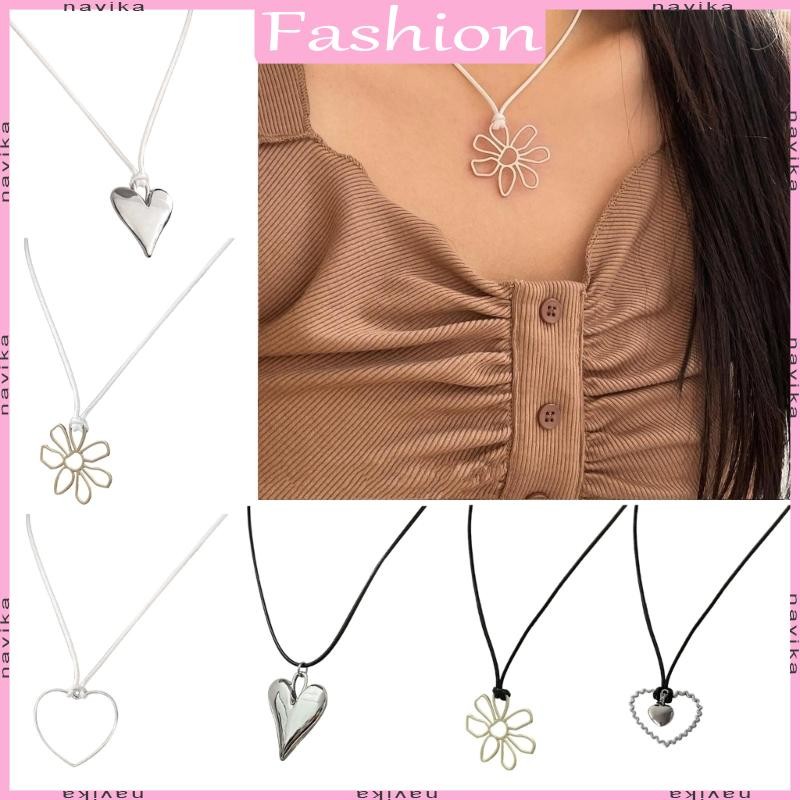NAV Hip Hop Clavicle Chain เครื่องประดับ Boho หัวใจ Choker สร้อยคอแฟชั่นดอกไม้ Charm