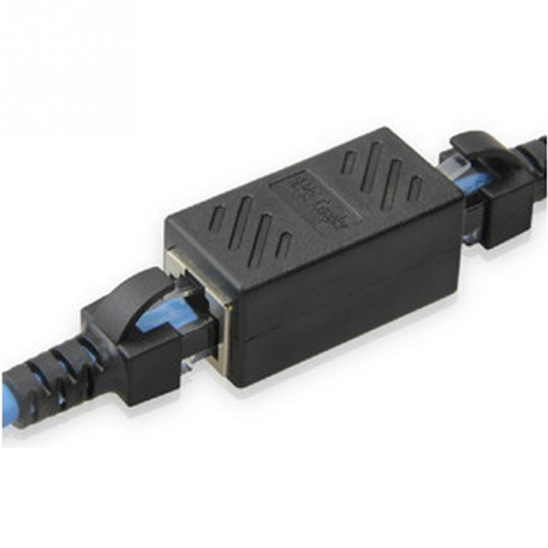 RJ45 Female to Female Cat 15A16A LAN Extension Adaptor Connector - สีดํา